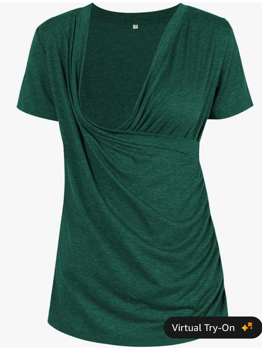 Women’s Green Nursing Maternity Wrap-Style Short Sleeve Top Size Large